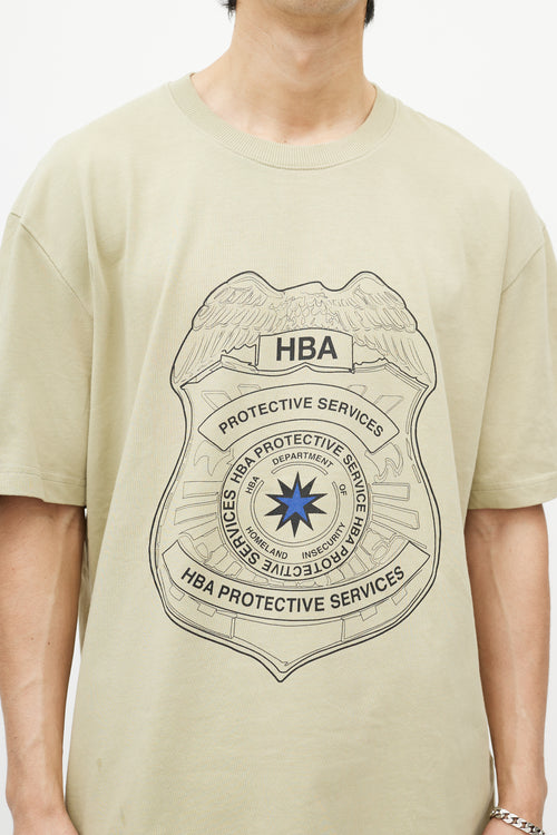 Hood By Air Green 
Multicolour Protective Services T-Shirt