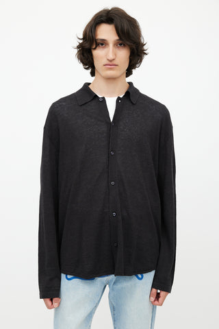 Hope Black Knit Linen Shirt