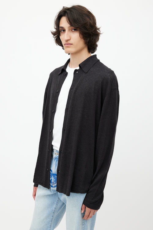 Hope Black Knit Linen Shirt