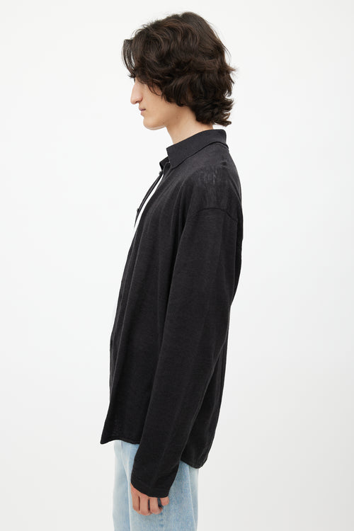 Hope Black Knit Linen Shirt