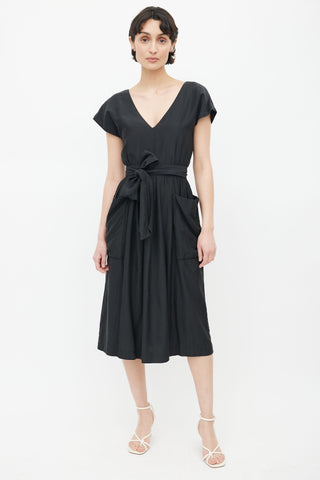 Horses Atelier Black Silk V-Neck Dress