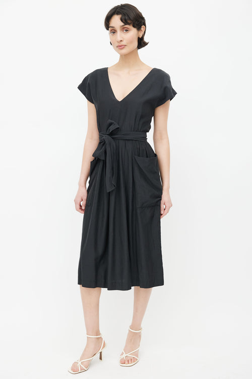 Horses Atelier Black Silk V-Neck Dress