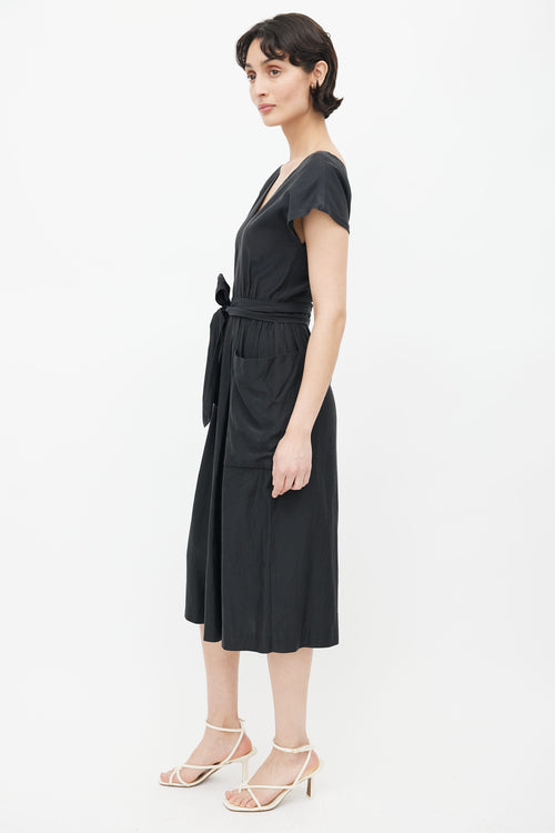 Horses Atelier Black Silk V-Neck Dress