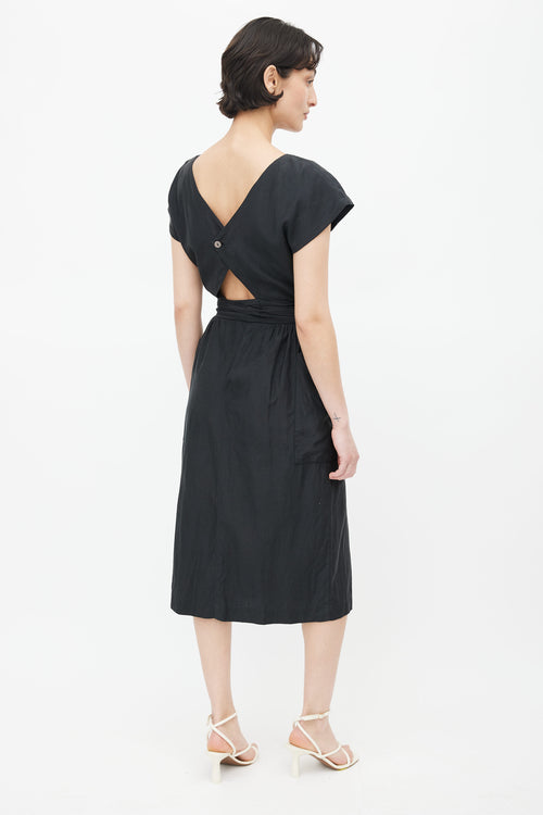 Horses Atelier Black Silk V-Neck Dress