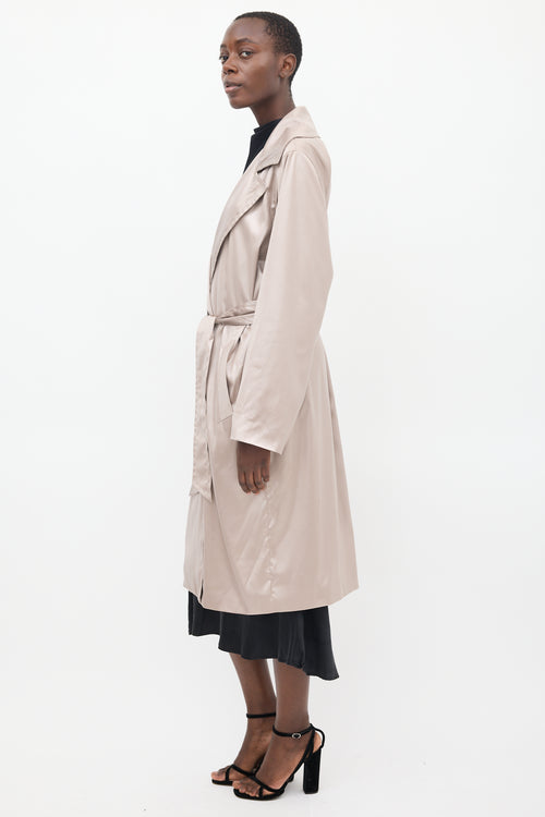 Horses Atelier Beige Satin Mona Belted Trench Coat