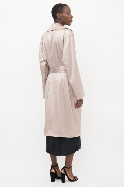 Horses Atelier Beige Satin Mona Belted Trench Coat