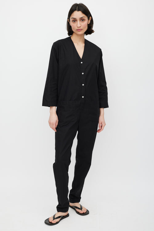 Horses Atelier Black Cotton V-Neck Jumpsuit