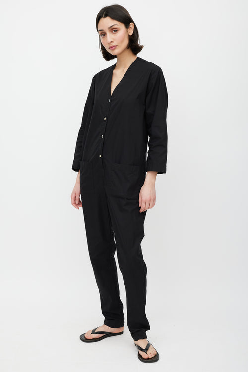 Horses Atelier Black Cotton V-Neck Jumpsuit