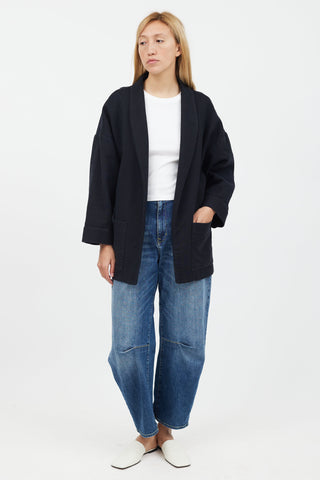 Horses Atelier Black Fold Collar Cardigan