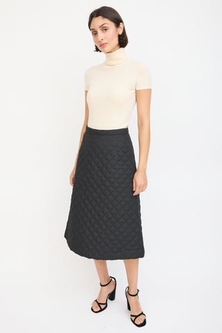 Horses Atelier Black Quilted A-Line Midi Skirt