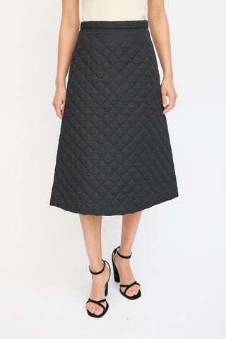 Horses Atelier Black Quilted A-Line Midi Skirt