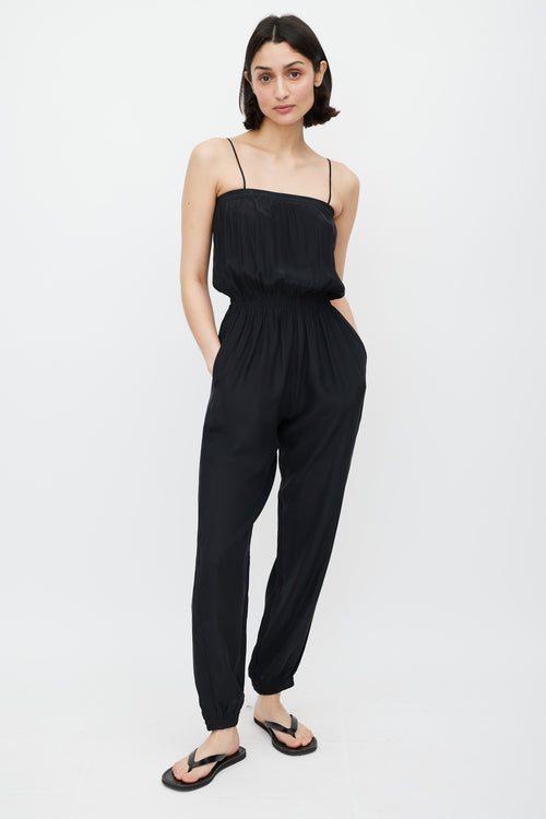 Horses Atelier Black Satin Sleeveless Jumpsuit