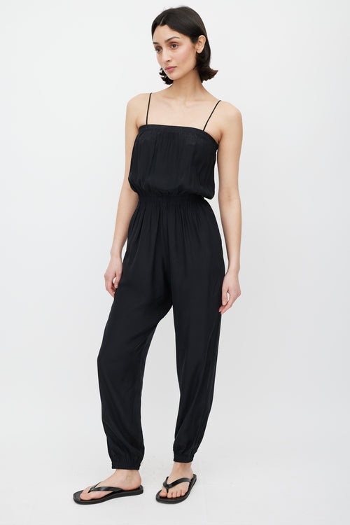 Horses Atelier Black Satin Sleeveless Jumpsuit