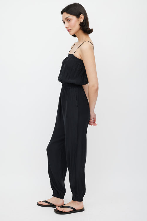 Horses Atelier Black Satin Sleeveless Jumpsuit