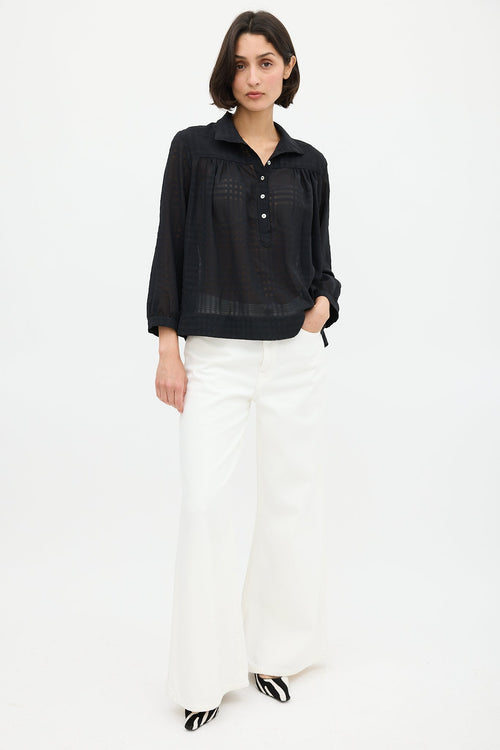 Horses Atelier Black Semi Sheer High Collar Blouse