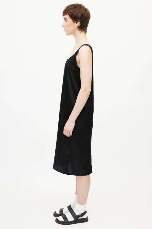 Horses Atelier Black Silk Midi Dress