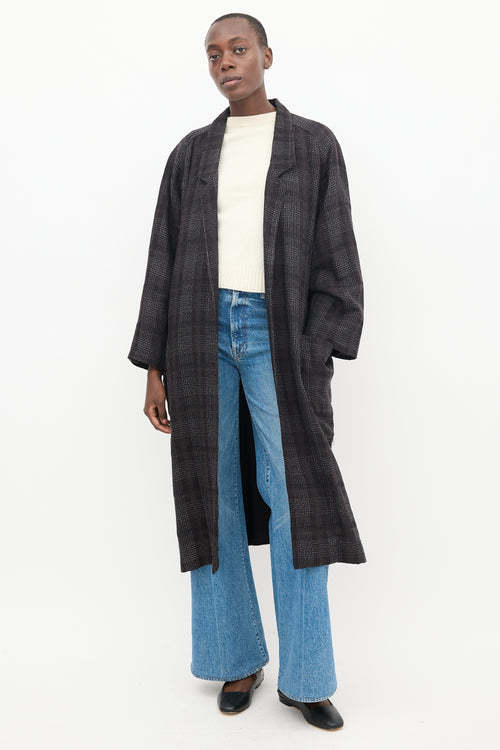 Horses Atelier Black 
White Wool Plaid Coat