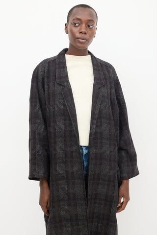 Horses Atelier Black 
White Wool Plaid Coat