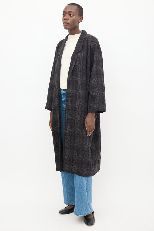 Horses Atelier Black 
White Wool Plaid Coat