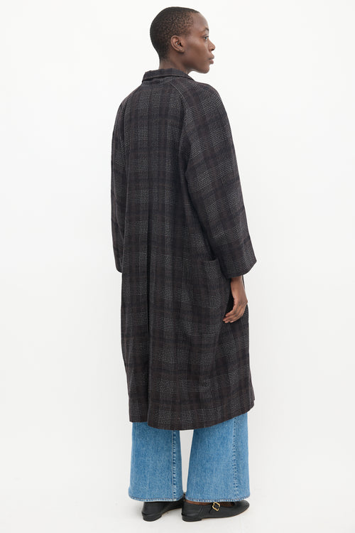 Horses Atelier Black 
White Wool Plaid Coat