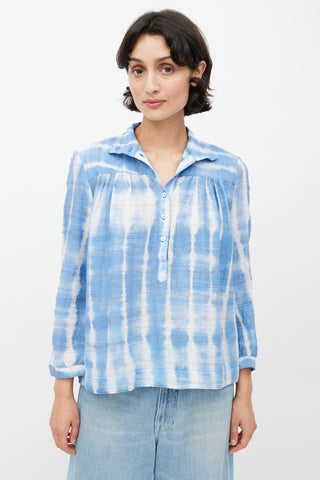 Horses Atelier Blue Metallic Tie Dye Blouse