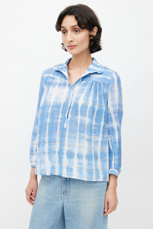 Horses Atelier Blue Metallic Tie Dye Blouse