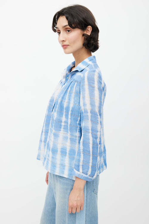 Horses Atelier Blue Metallic Tie Dye Blouse