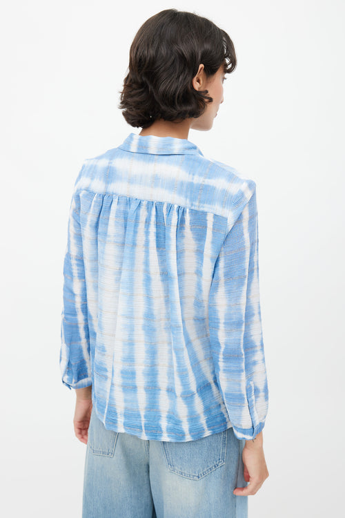 Horses Atelier Blue Metallic Tie Dye Blouse