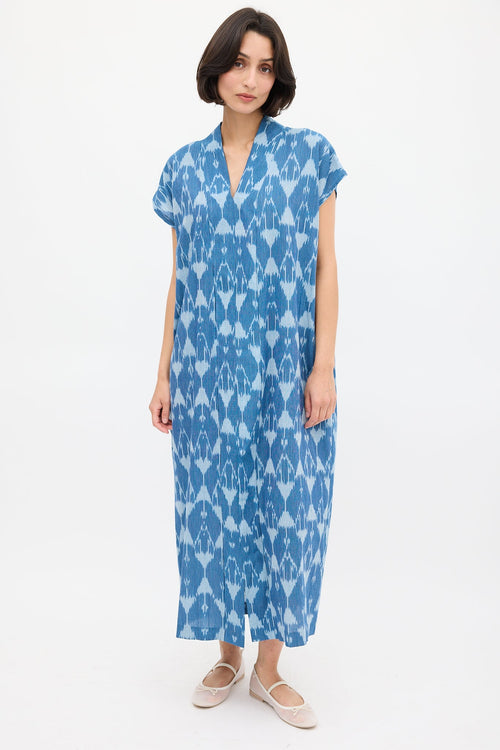 Horses Atelier Blue Smoking Printed Shift Dress