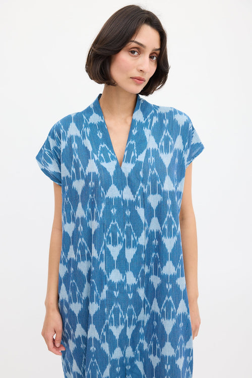 Horses Atelier Blue Smoking Printed Shift Dress