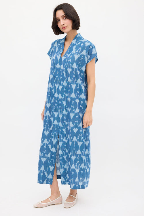 Horses Atelier Blue Smoking Printed Shift Dress