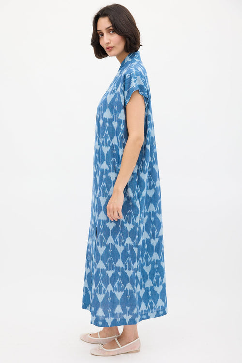 Horses Atelier Blue Smoking Printed Shift Dress