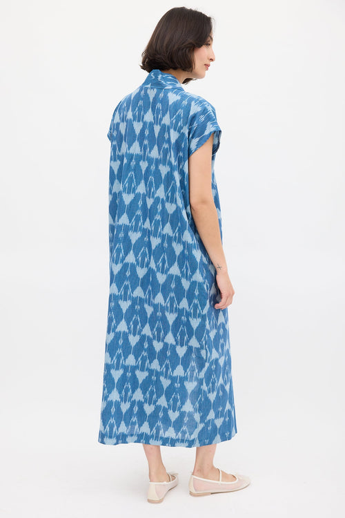 Horses Atelier Blue Smoking Printed Shift Dress