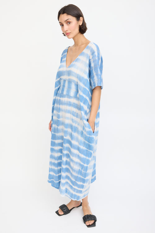 Horses Atelier Blue 
White Cotton Sparkly Dyed Kaftan