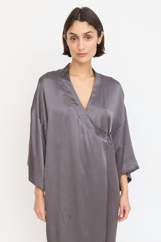 Horses Atelier Dark Grey Satin Wrap Dress