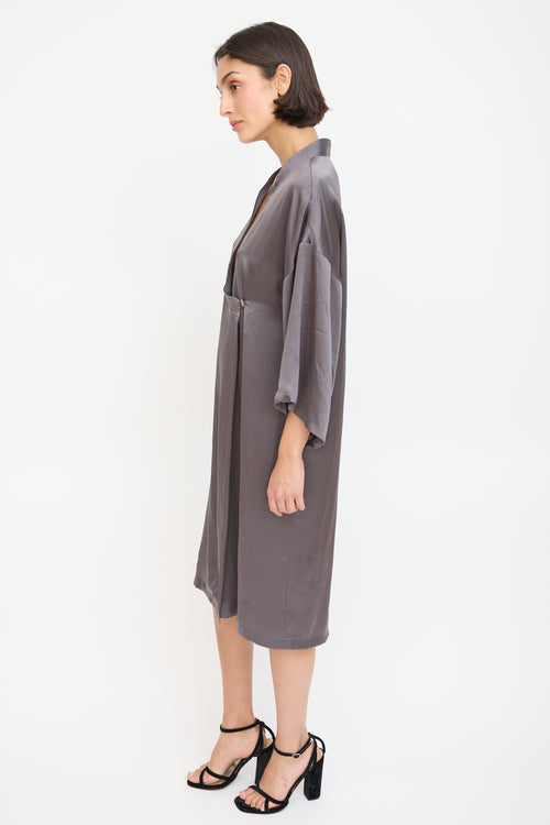 Horses Atelier Dark Grey Satin Wrap Dress