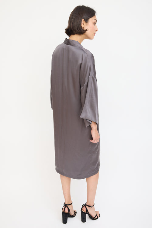 Horses Atelier Dark Grey Satin Wrap Dress