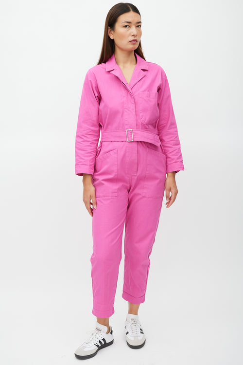 Horses Atelier Fuchsia Belted Three Pocket Jumpsuit