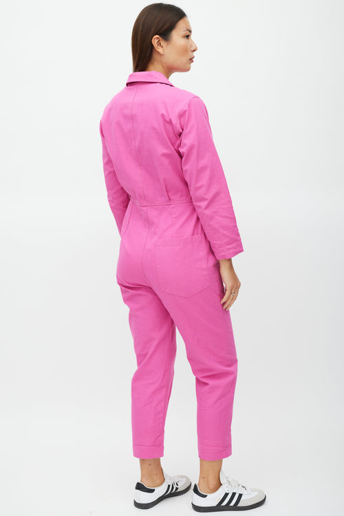 Horses Atelier Fuchsia Belted Three Pocket Jumpsuit