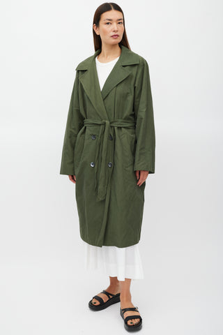 Horses Atelier Green Belted Two Pocket Trench Coat