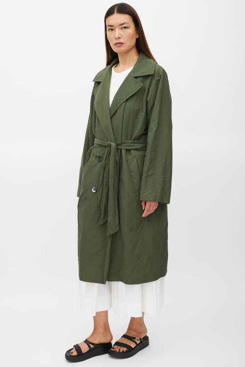 Horses Atelier Green Belted Two Pocket Trench Coat