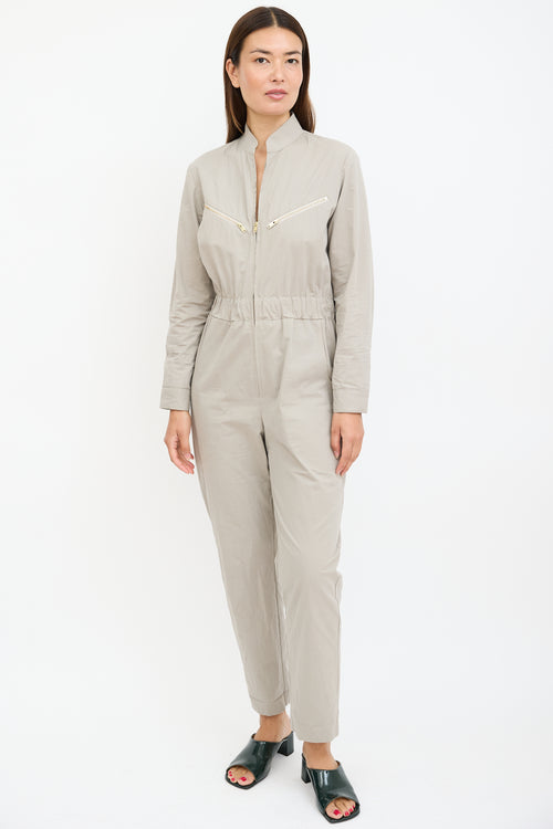 Grey 
Gold Zip Jumpsuit