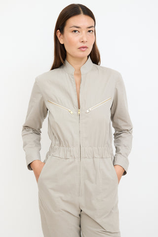 Grey 
Gold Zip Jumpsuit