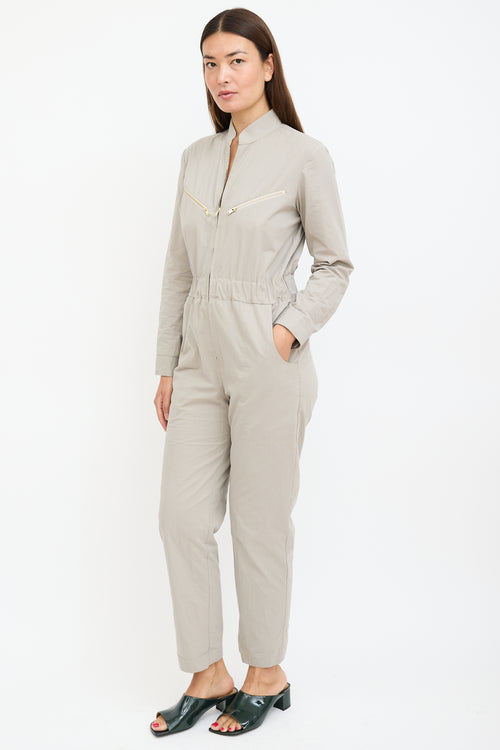 Grey 
Gold Zip Jumpsuit