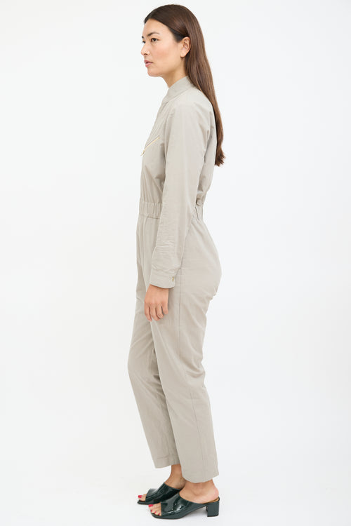 Grey 
Gold Zip Jumpsuit