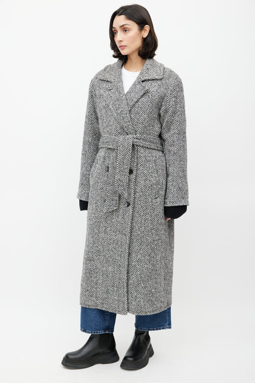 Horses Atelier White 
Black Wool Herringbone Coat