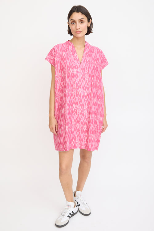 Horses Atelier Pink Cotton Smoking Printed Mini Dress