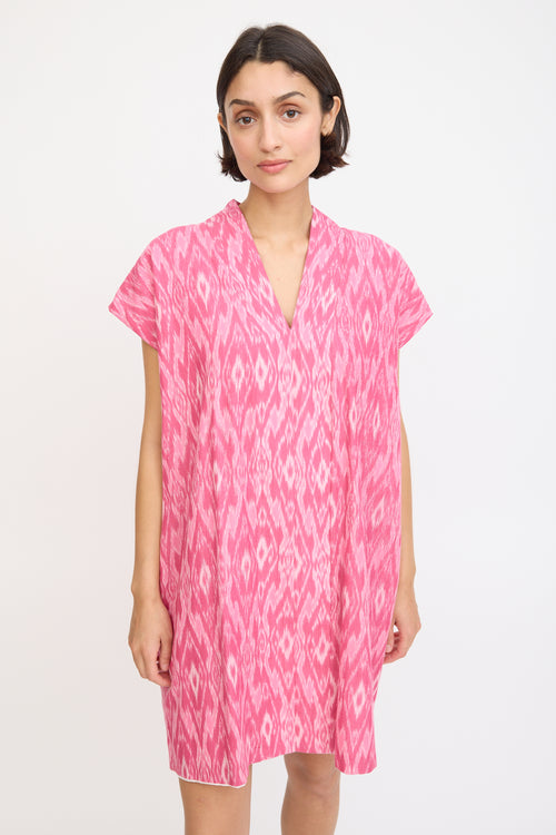 Horses Atelier Pink Cotton Smoking Printed Mini Dress