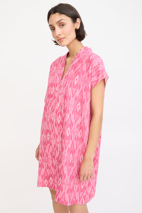 Horses Atelier Pink Cotton Smoking Printed Mini Dress