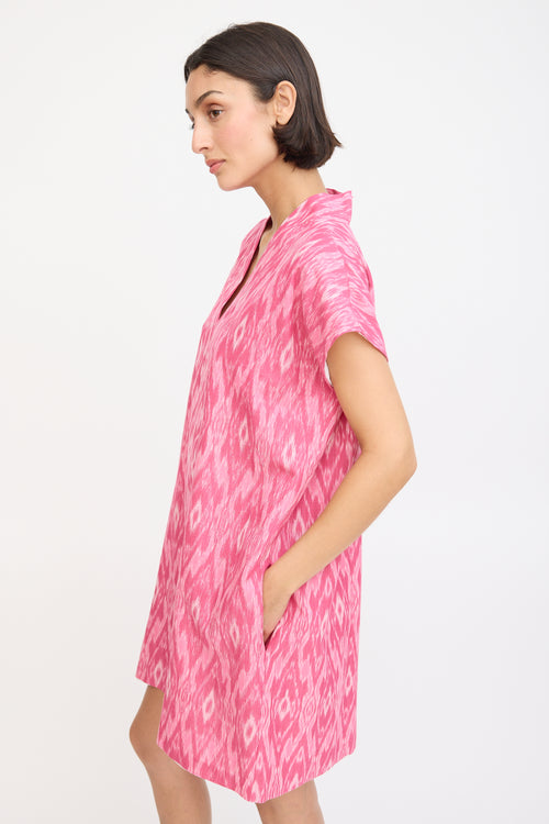 Horses Atelier Pink Cotton Smoking Printed Mini Dress